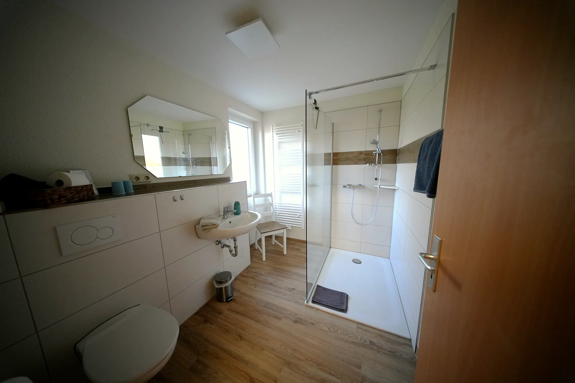 Spacious bathroom with walk-in shower