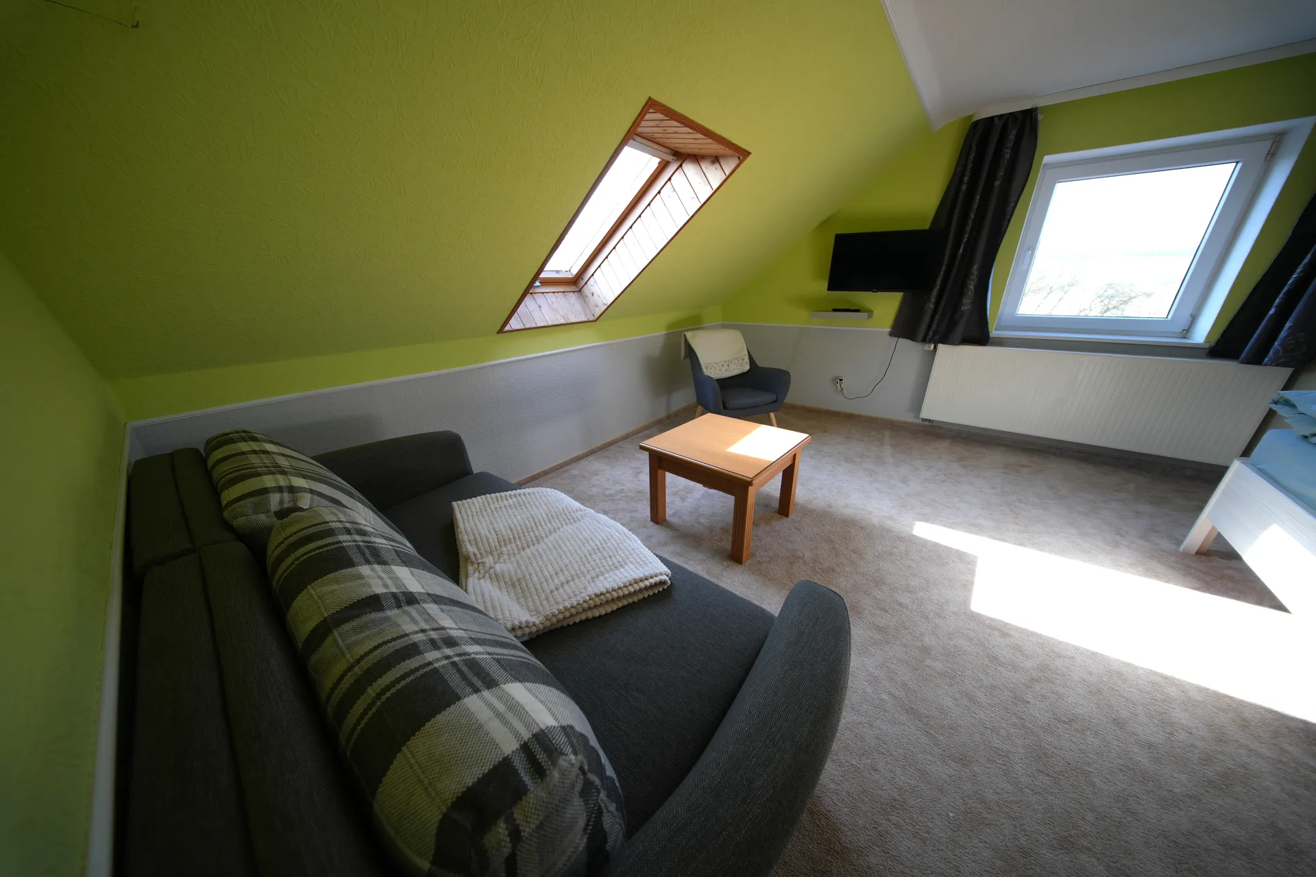 Wohnbereich mit Sofa und TV